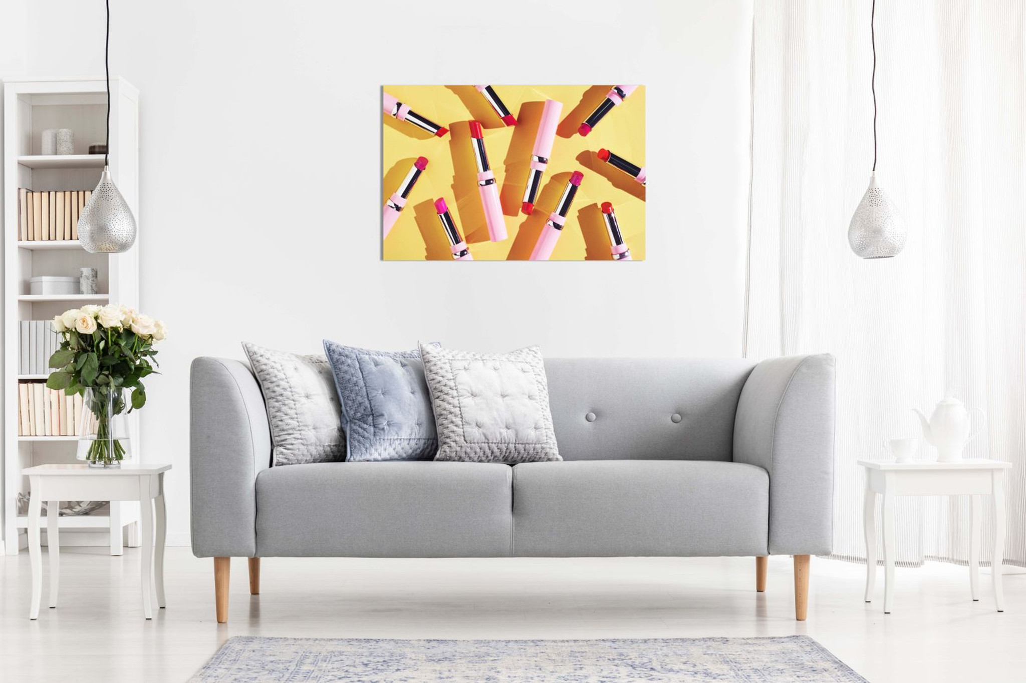 Abstract Girls Bedroom Wall Art Lipstick Canvas