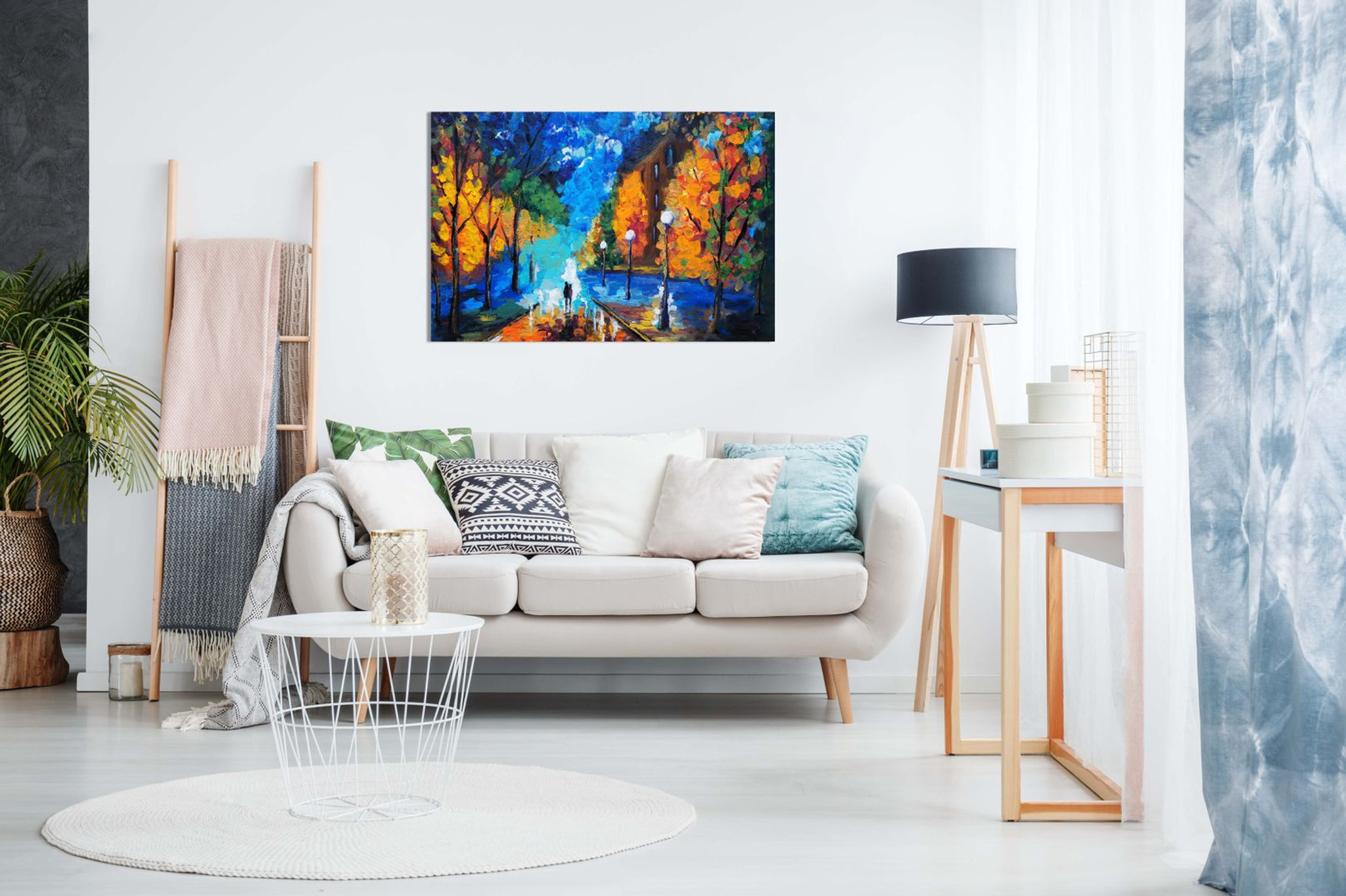Modern Colourful Oil Painting Dating Tonight Canvas