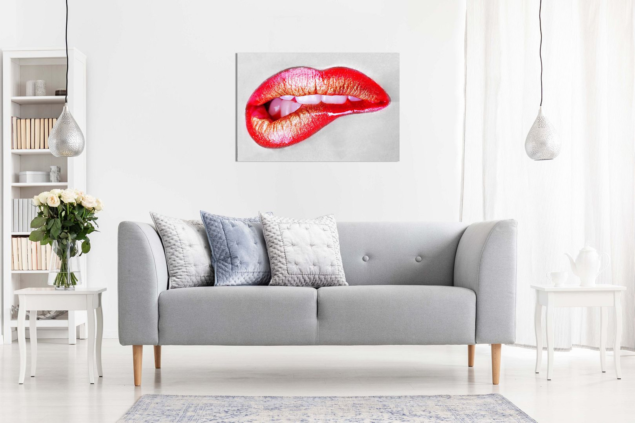 Sexing Erotic Biting Red Lips Canvas