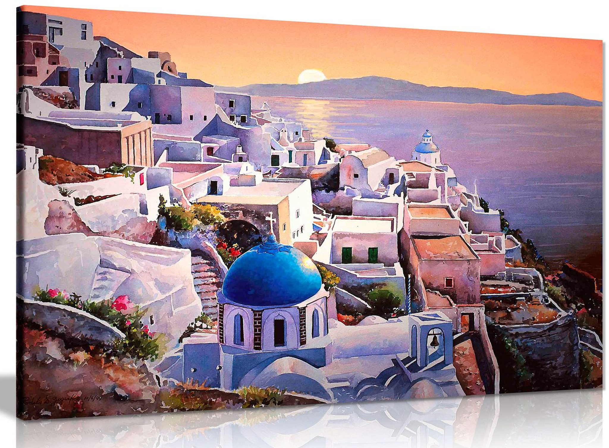 Santorini Greece At Sunset Canvas