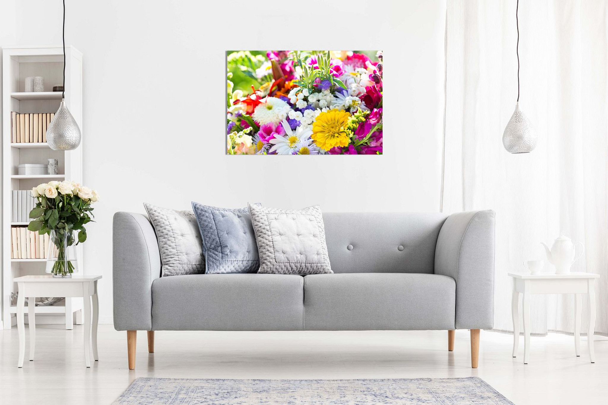 Summer Flowers Floral Bouquet Canvas