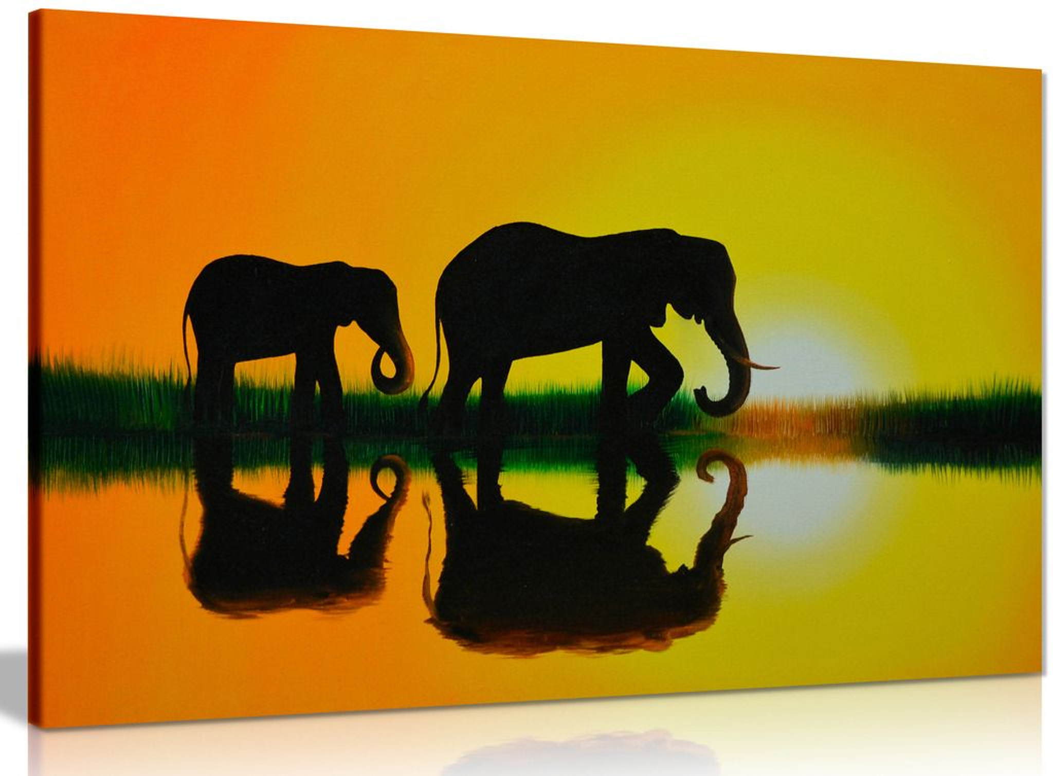 Nature Sunset African Elephant Home Canvas