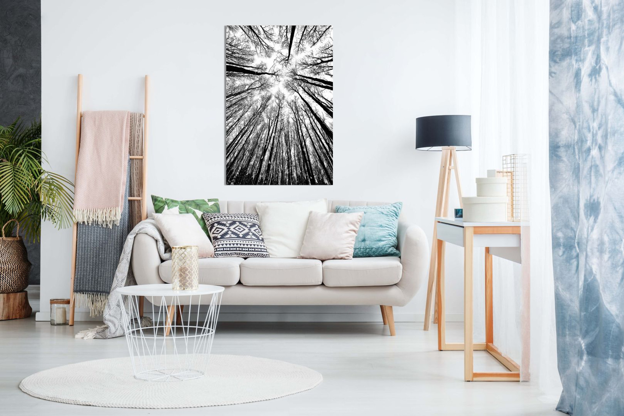 Abstract Modern Art Home Black & White Trees Canvas