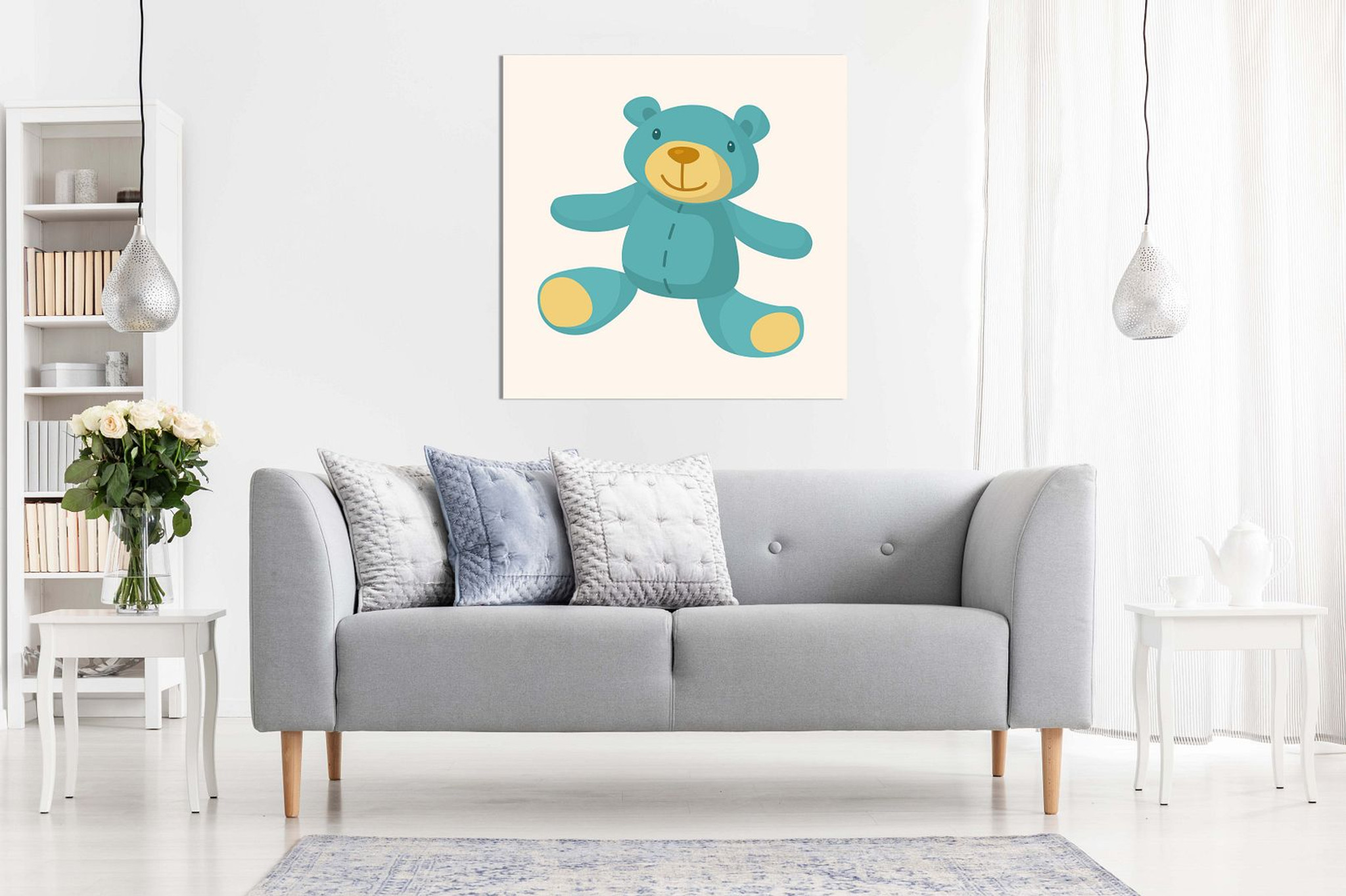 Baby Teddy Bear Kids Childrens Nursery Or Bedroom Canvas