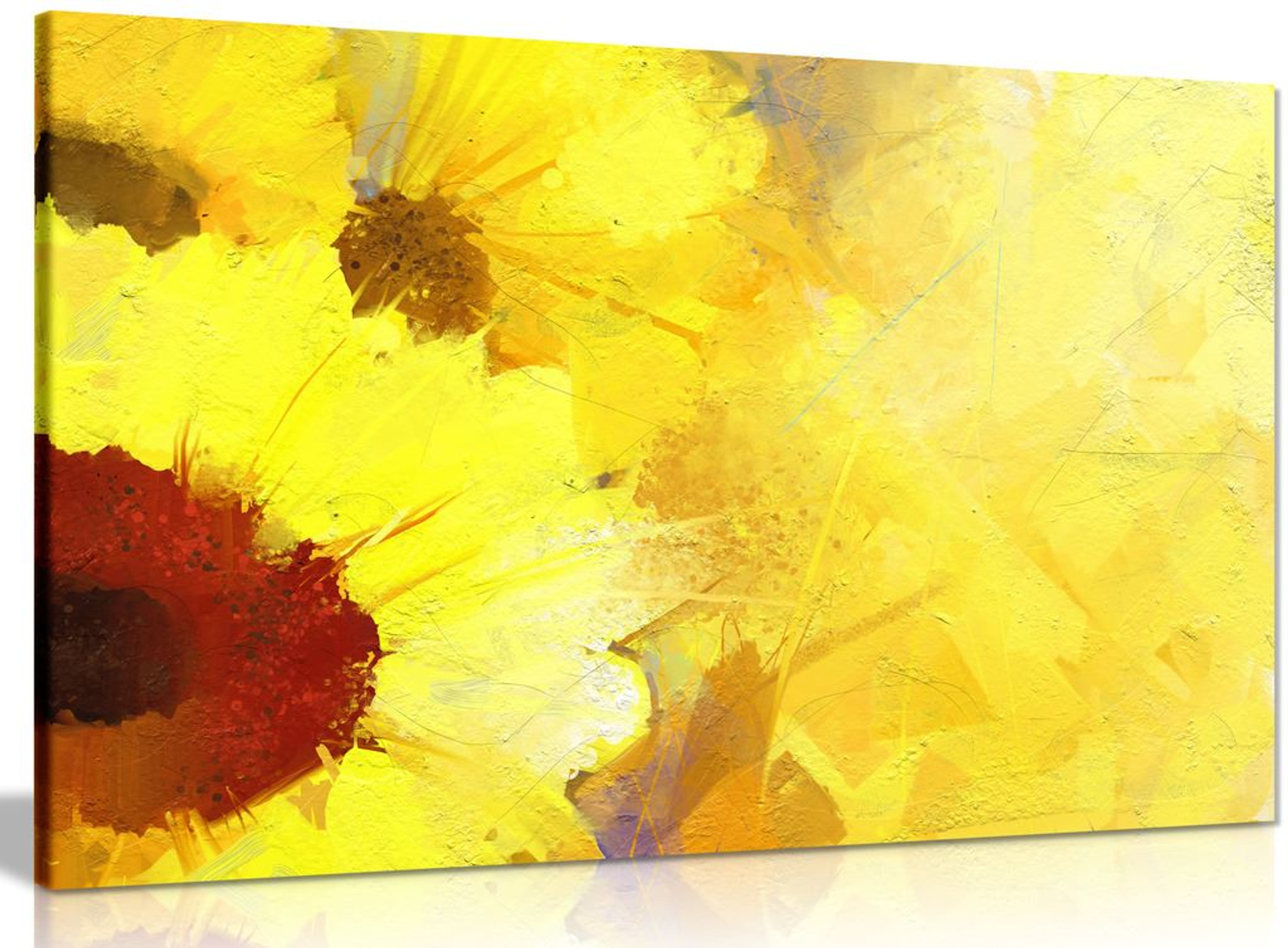 Abstract Modern Contemporary Yellow Sunflower Painting Canvas