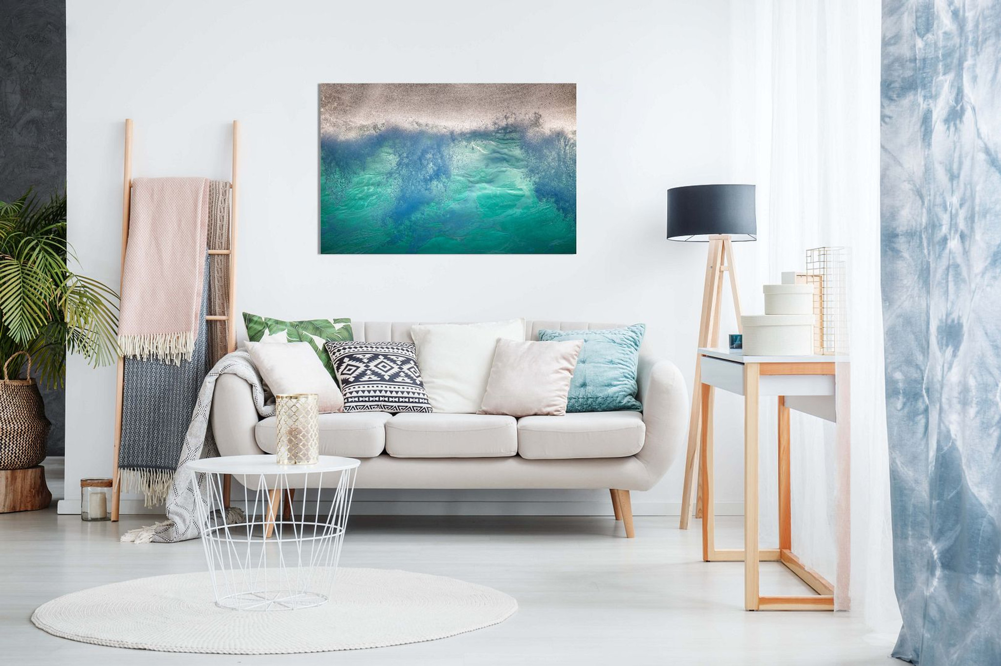 Abstract Turquiose Waves On Beach Canvas