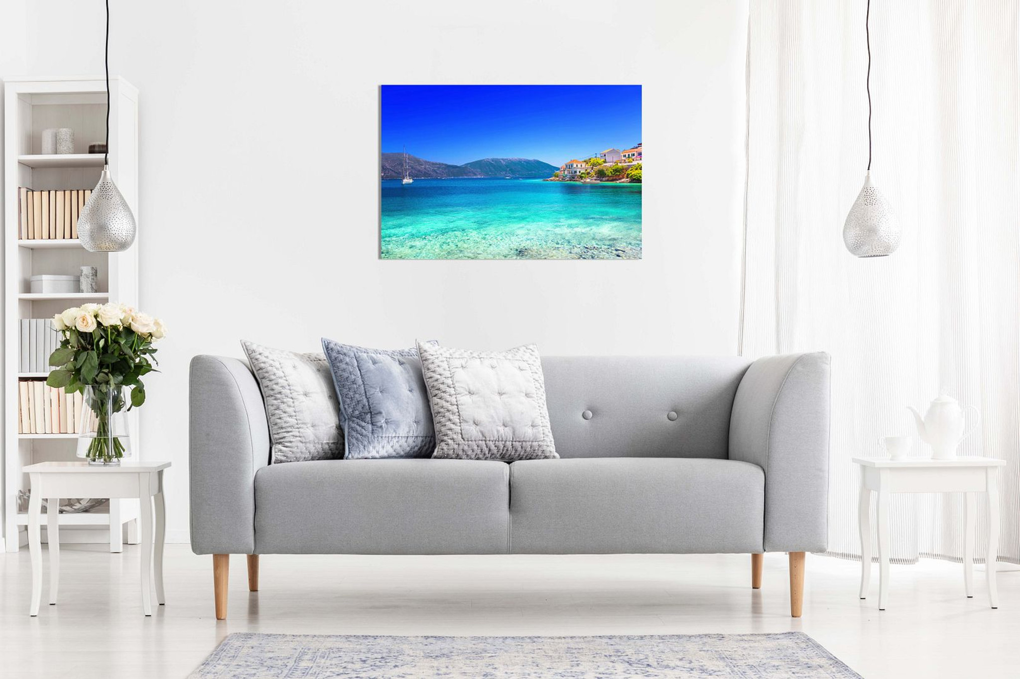 Blue Beach Sea Nature Kefalonia Island Greece Canvas