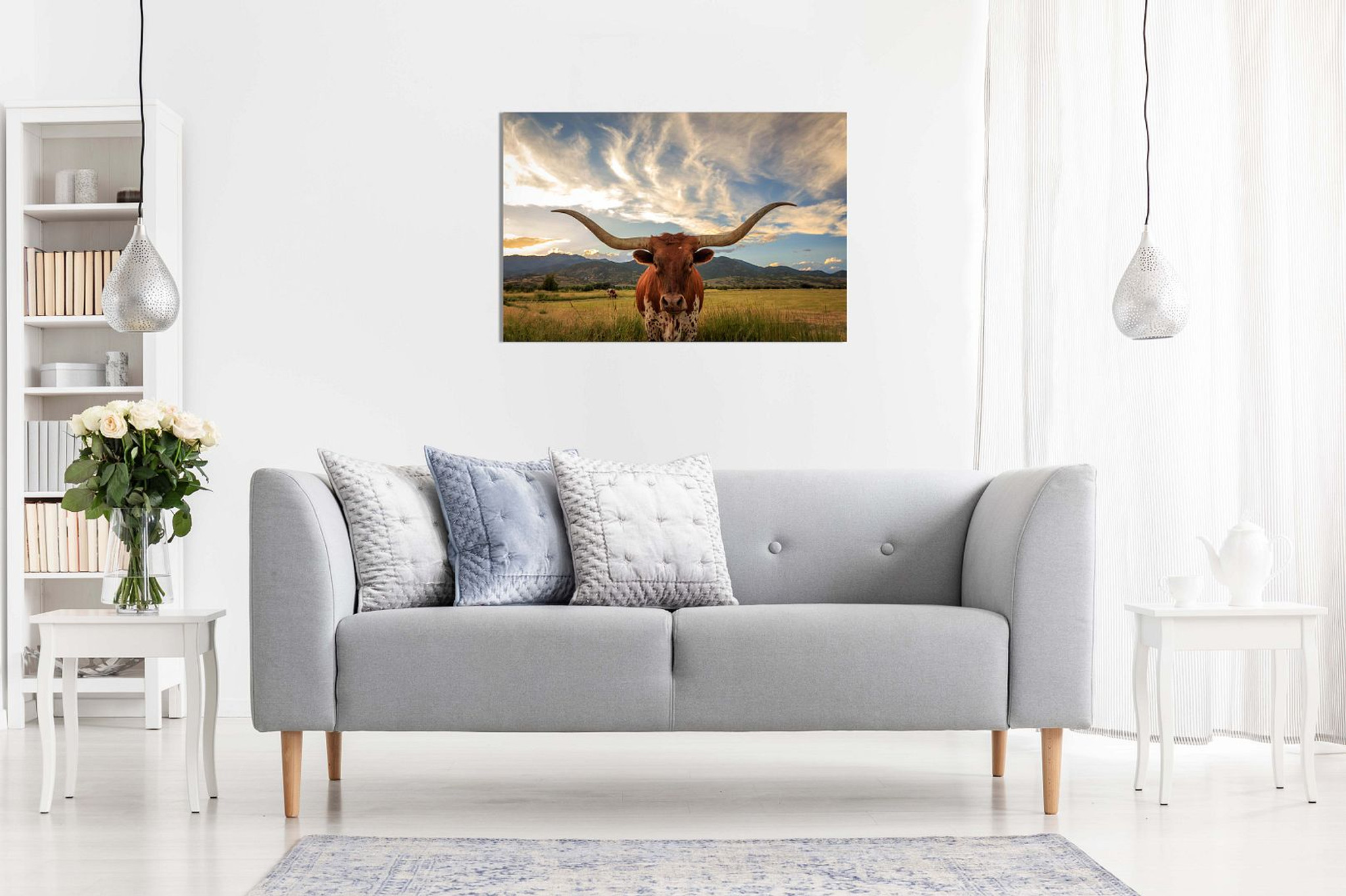 Cow Prints Longhorn Steer Animal Wildlife Canvas