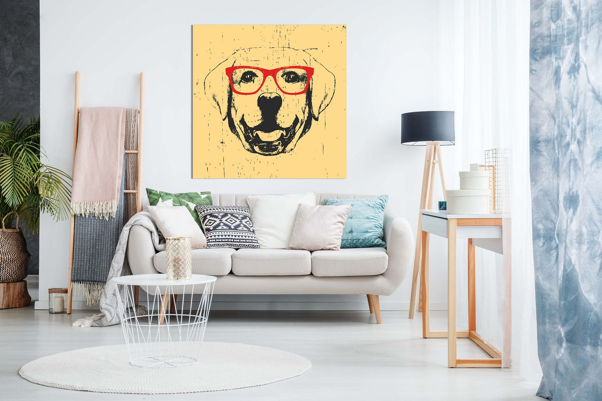 Funny Labrador Dog With Glasses Canvas