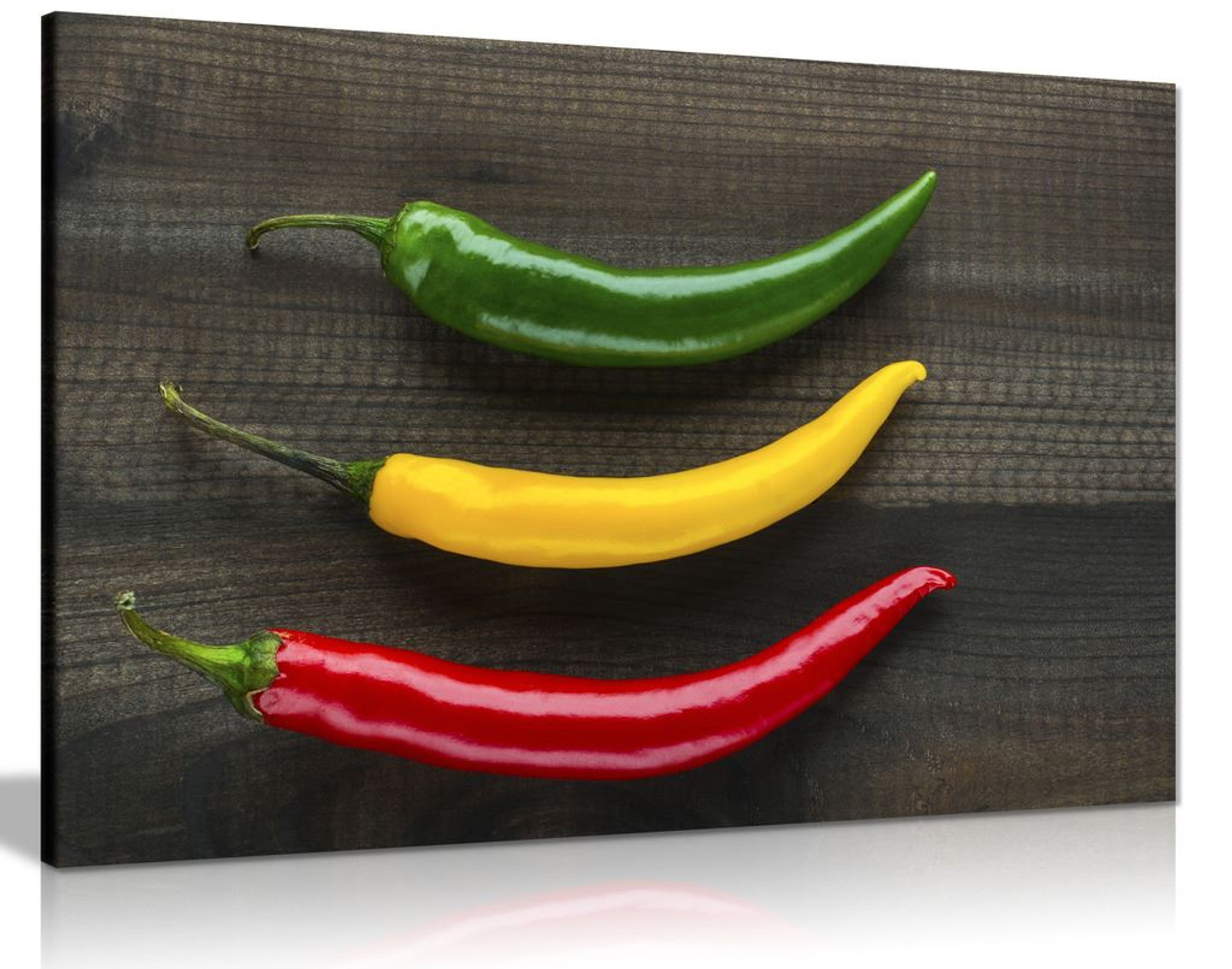 Three Jamaican Chilli Peppers Kitchen Canvas Wall Art Picture Print