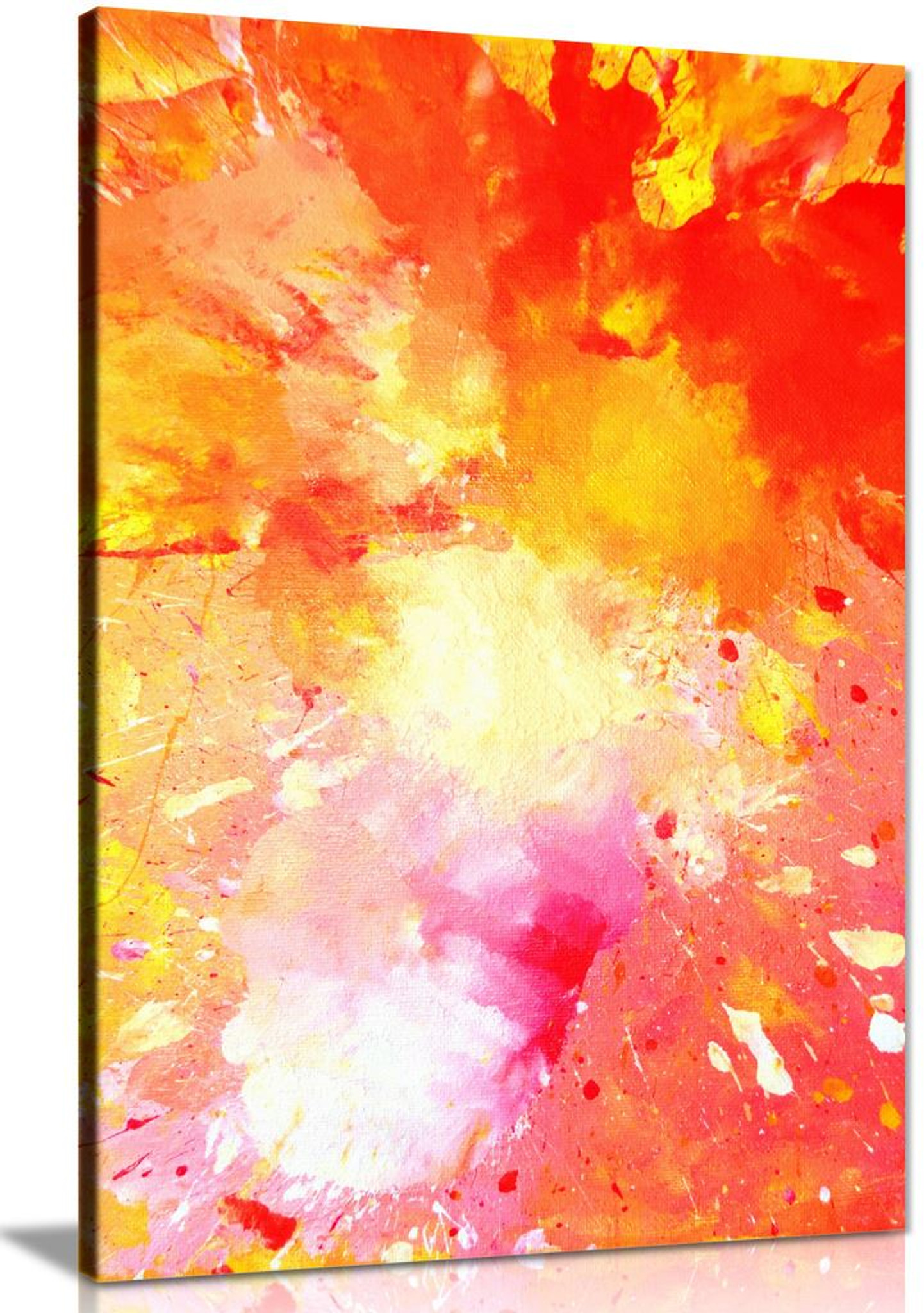 Pink Yellow & Orange Abstract Painting Canvas Wall Art Picture Print