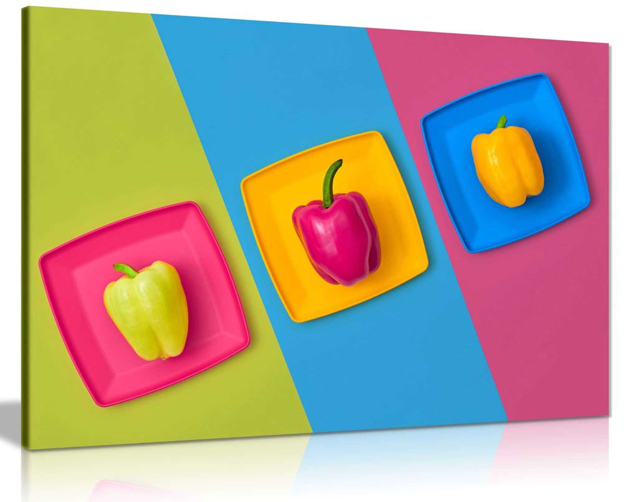 Minimal Colourful Bright Peppers Kitchen Canvas Wall Art Picture Print