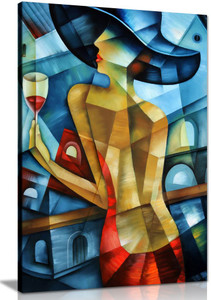 Elegant Woman Cubism Modern Canvas Wall Art Picture Print