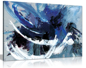 Blue White Abstract Canvas Wall Art Picture Print