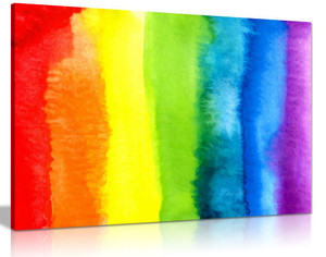Abstract Watercolour Rainbow Canvas Wall Art Picture Print