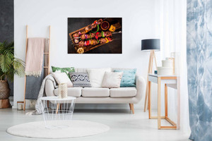 Beef Shish Kebab Grill Turkish Restaurant Kabob Food Canvas Wall Art Picture Print Home Decor