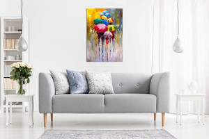 Umbrellas Colourfull Painting Canvas Wall Art Picture Print Home Decor