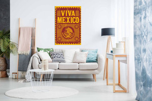 Viva Mexico Red Yellow Canvas Wall Art Picture Print Home Decor