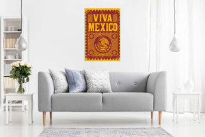 Viva Mexico Red Yellow Canvas Wall Art Picture Print Home Decor
