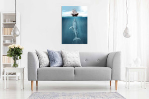 Whale & Ship Maritime Bathroom Canvas Wall Art Picture Print Home Decor