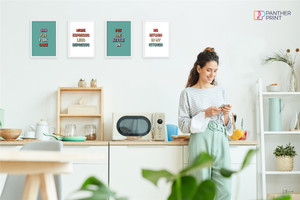 Kitchen Set of 4 A4 Posters More Espresso Less Depresso, No Bitchin in my Kitchen, Oh for Fork Sake, & Put the Kettle On