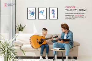 Bedroom Living Room Set of 3 A4 Posters Octopus, Seahorse, & Stingray