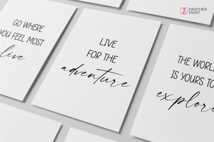 Bed Living Set of 3 A4 Posters Go Where You Feel Most Alive, Live for the Adventure, & The World is Yours to Explore