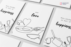 Kitchen Set of 2 A4 Posters This Kitchen is full of Happiness & Love
