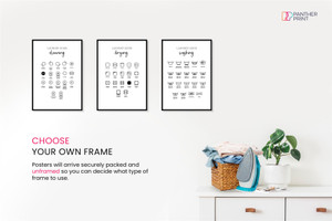 Laundry Room Set of 3 A4 Posters Cleaning, Drying, & Washing Icons