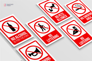 Set of 6 A4 Posters Not Allowed Signs