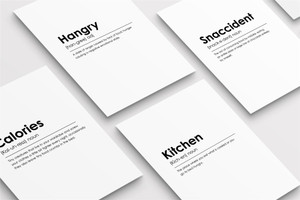 Kitchen Set of 4 A3 Posters Calories, Hangry, Kitchen, & Snaccident