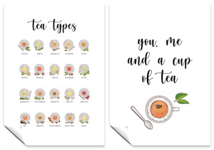 Kitchen Set of 2 A4 Posters You, Me, & a Cup of Tea, & Tea Types
