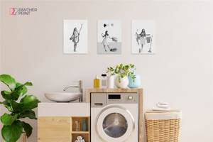 Laundry Room Set of 3 A3 Posters Retro Women