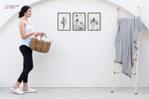 Laundry Room Set of 3 A3 Posters Retro Women