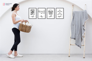 Laundry Room Set of 4 A3 Posters Wash, Dry, Fold, & Repeat