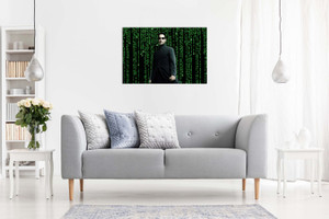 The Matrix Movie Neo Source Code Green And Black Background Canvas