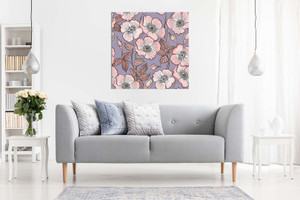 Vintage Floral Lilac & Pink Flower Canvas