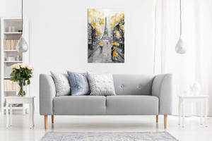 Yellow Black & White Paris Painting Canvas