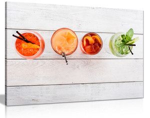 Cocktails Alcohol On Wooden Background Kitchen Canvas