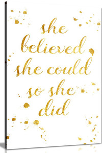 She Believed She Could So She Did Quote Inspirational Gift Canvas