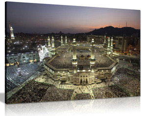 Islamic Art Mecca At Night Canvas