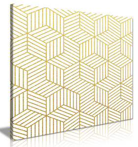 Abstract Geometric Gold Cubes Canvas