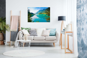 Lake Mountains And Forests Nature Canvas