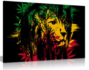 Rasta Lion Jamaican Dreadlocks Canvas Wall Art Picture Print