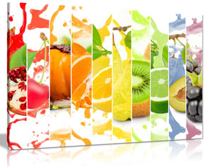 Rainbow Colourful Fruit Healthy Kitchen Canvas Wall Art Picture Print