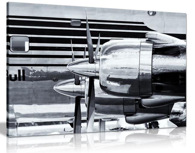 Black White Douglas Dc 6 Vintage Airplane Canvas
