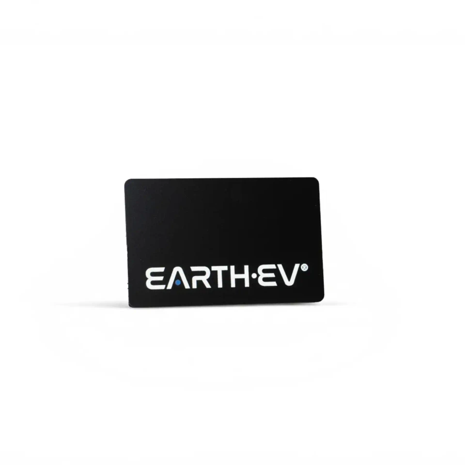 A black RFID card with the Earth EV logo along the bottom