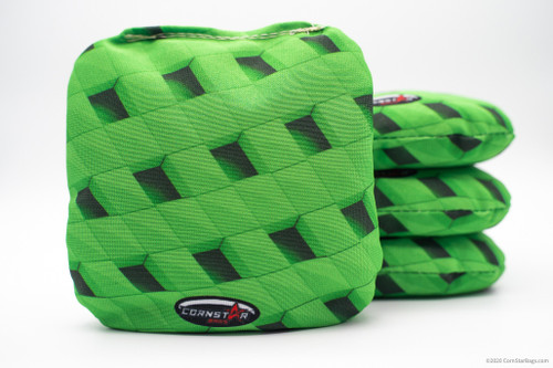 Cornhole Bags. Regulation Size. Green Geometric Pattern