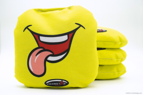 Cornhole Bags. Regulation Size. Humor Tongue Yellow