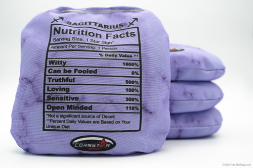 Cornhole Bags. Regulation Size. Zodiac Facts-Sagittarius-Purple